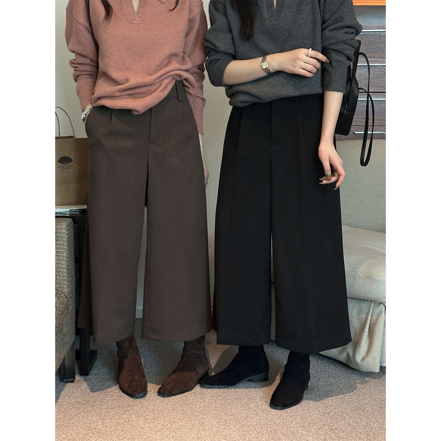 50代ファッション ゆったりワイドストレートパンツ