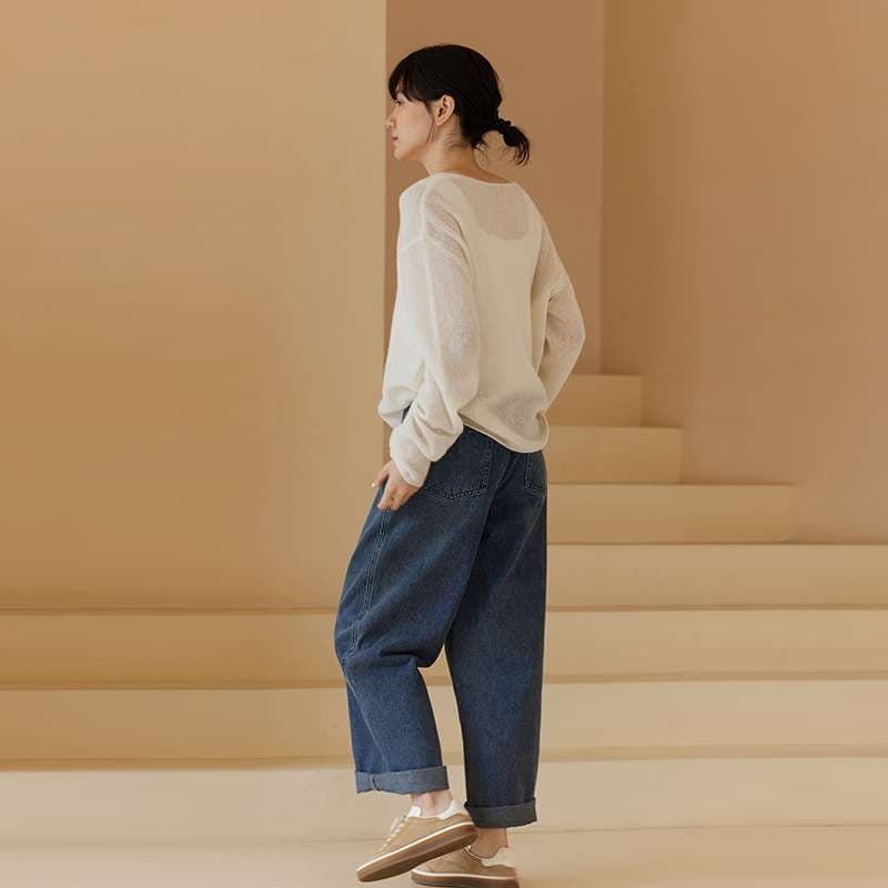50代ファッション 大人のゆったりデニムパンツ
