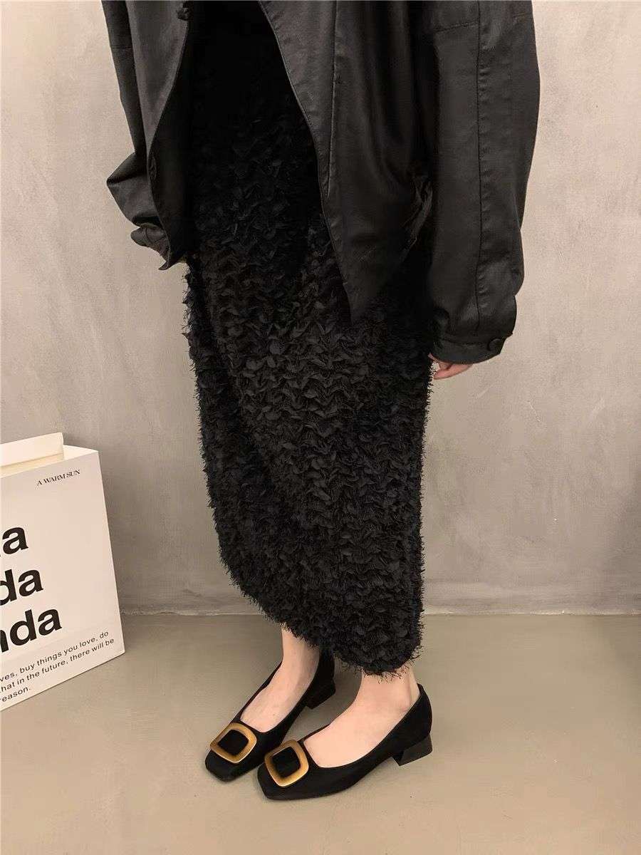 50代ファッション クラシックバックルフラットシューズ