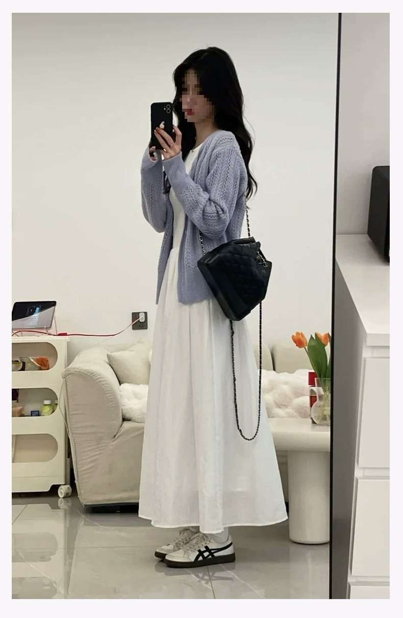 50代ファッション 上品なロングワンピース