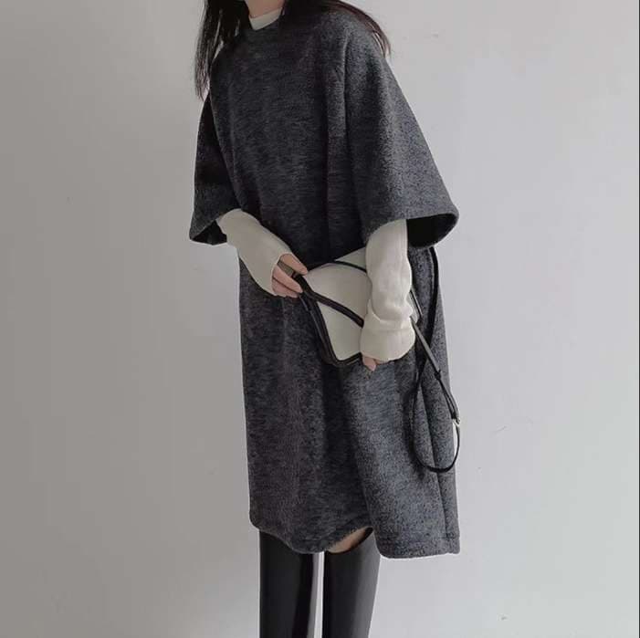 50代ファッション ふんわり袖のロングワンピース