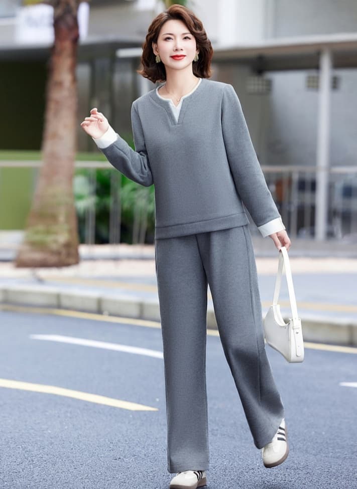 50代ファッション セットアイテム 上品リラックス セットアップ