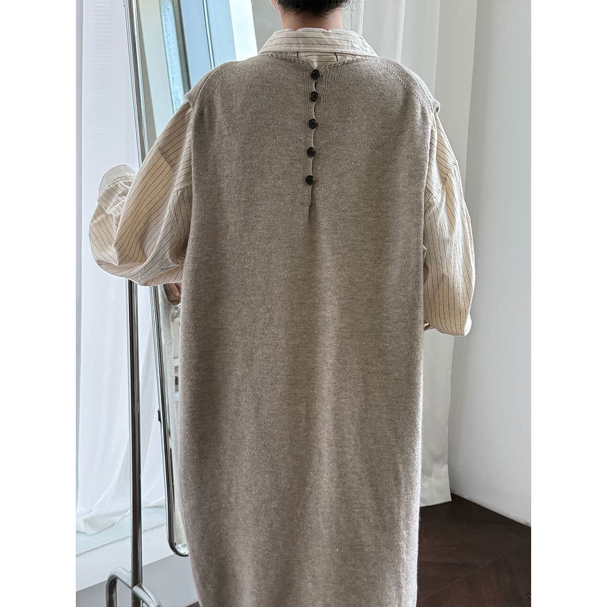 50代ファッション 大人のニット風ジャンパースカート３色展開　ワンピース・ドレス
