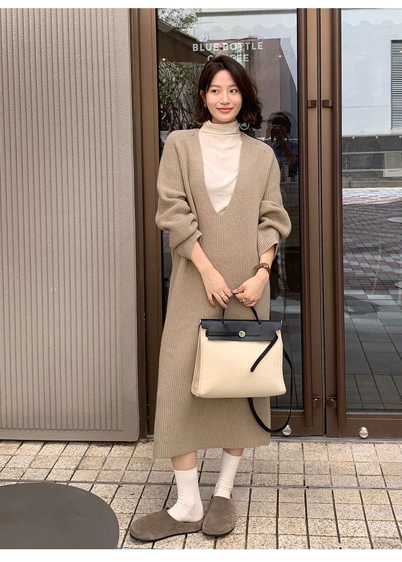 50代ファッション 上品ニットワンピース