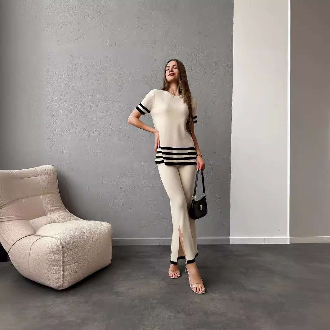 50代ファッション 大人のリラックスニットセットアップ