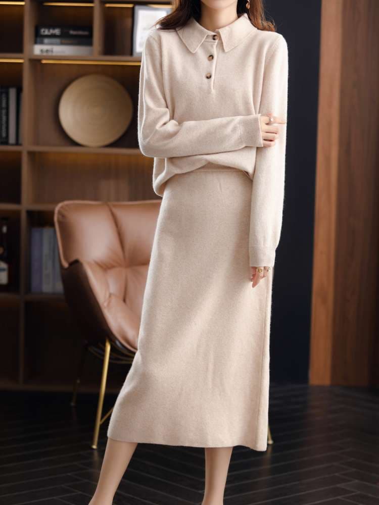 50代ファッション 【ウール100％】大人の上質ミモレ丈ニットスカート