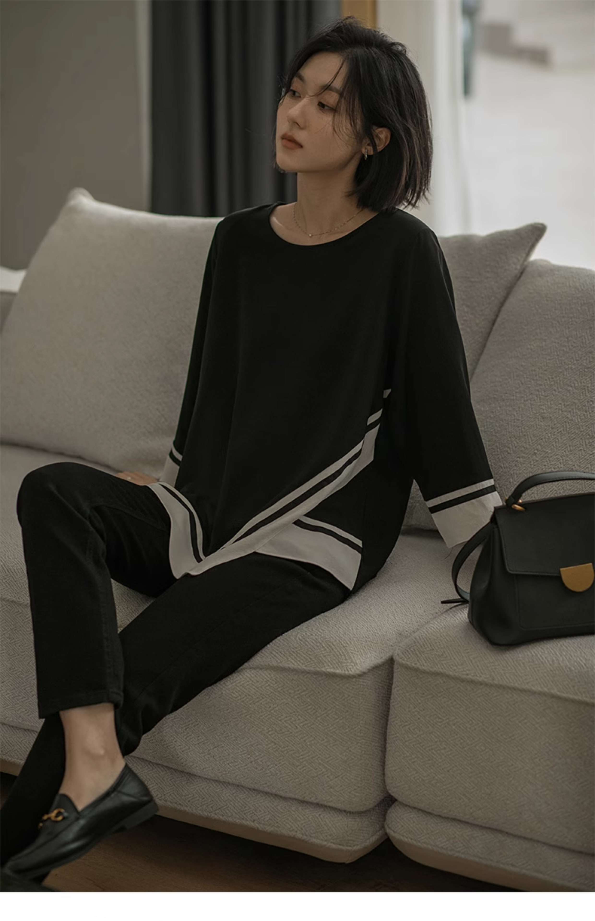 50代ファッション スクエアデザイン優雅ブラウス