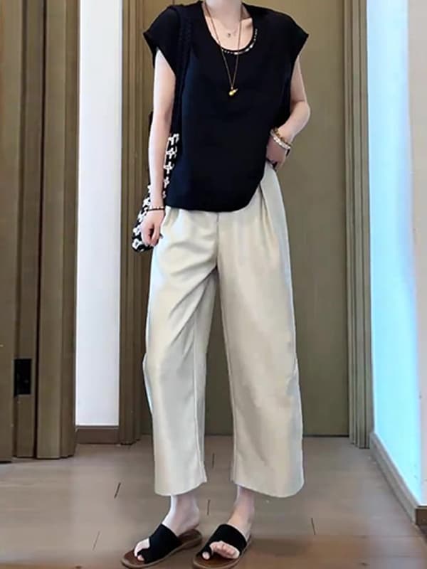 50代ファッション ゆったりワイドシルエットパンツ