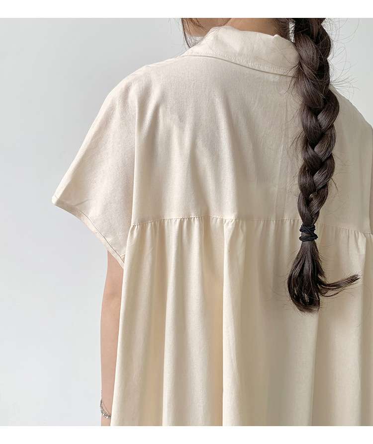 50代ファッション ゆったりマキシ丈シャツワンピース