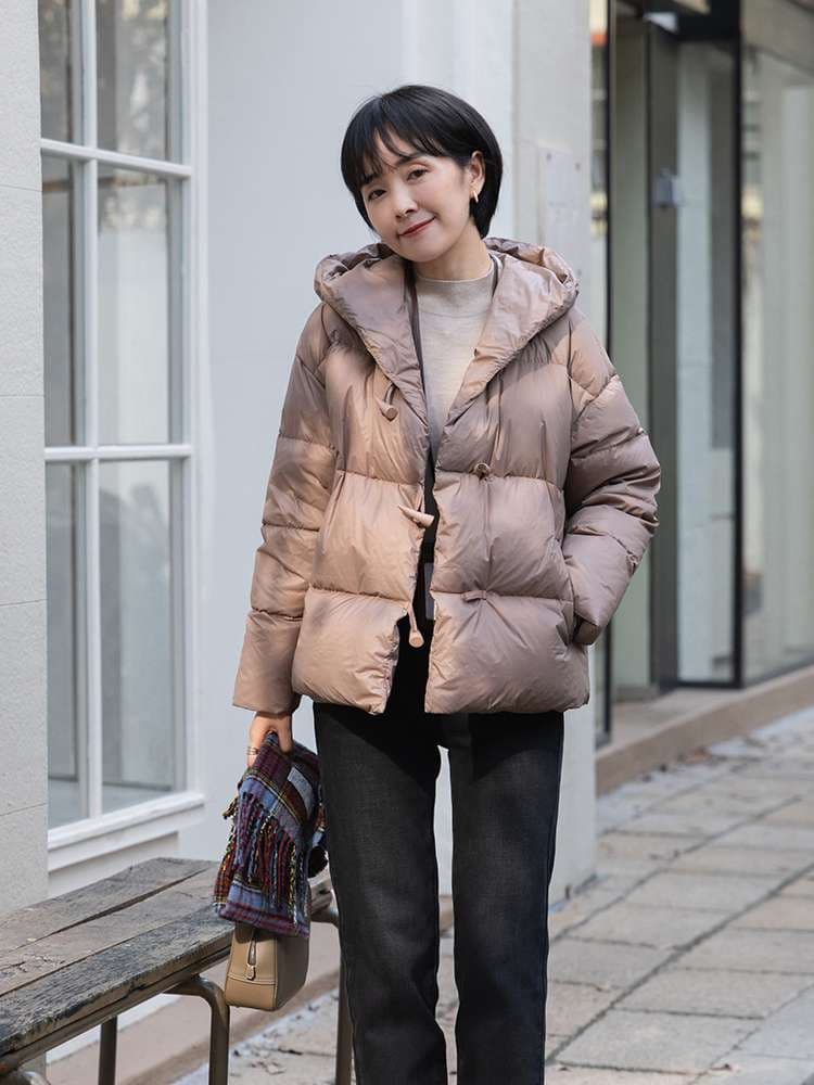 50代ファッション 中綿入りショートダウンジャケット