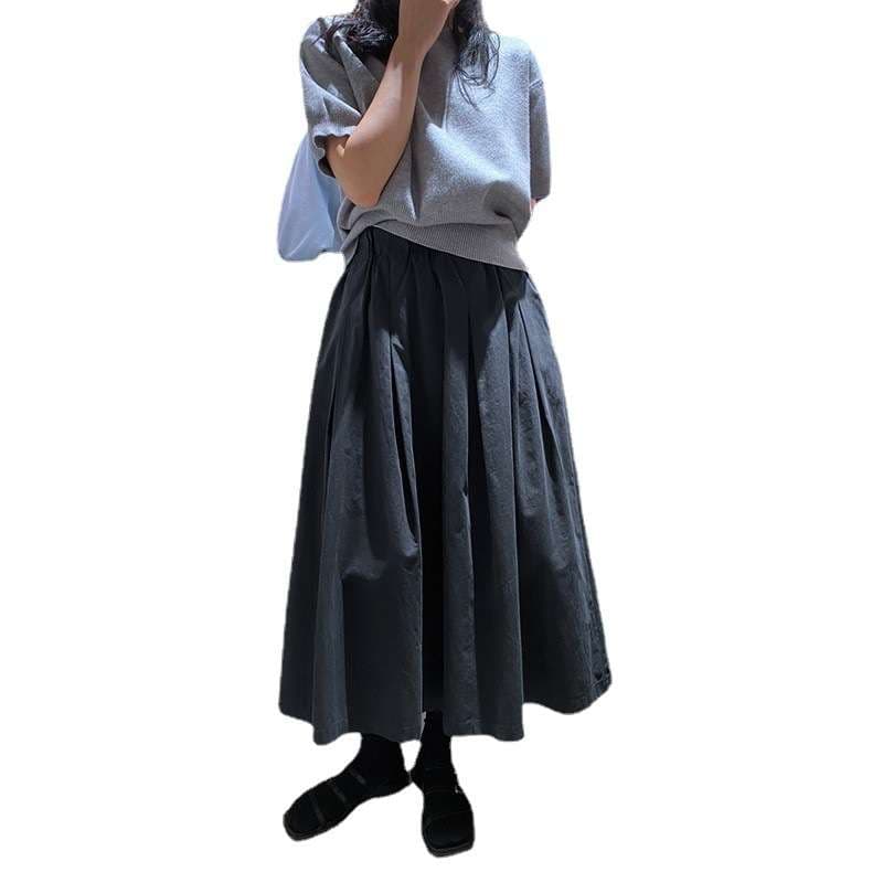 50代ファッション 大人のゆったりロングスカート