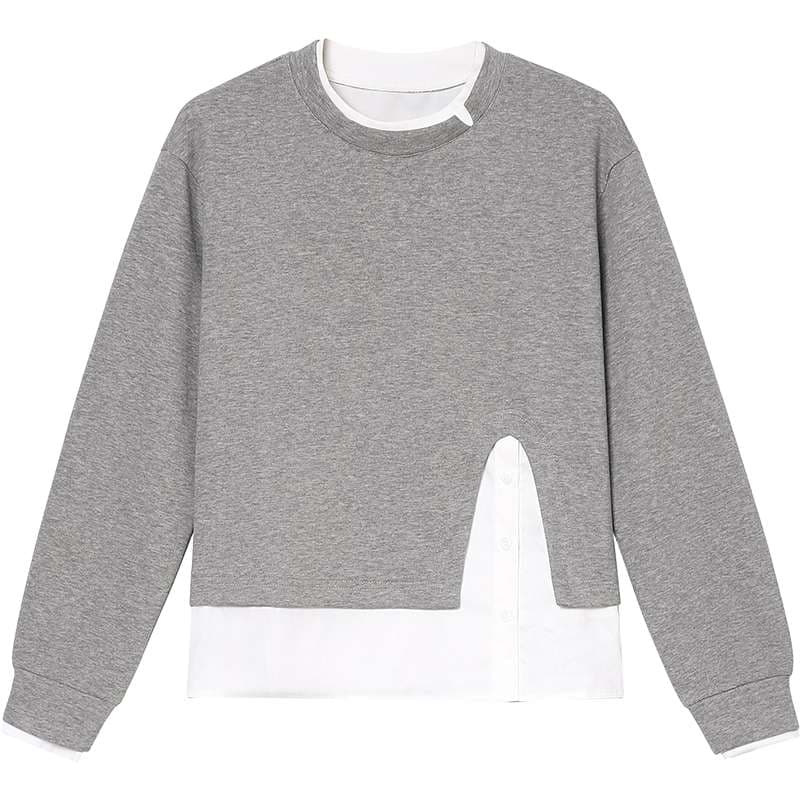 50代ファッション レイヤード風ニットプルオーバー