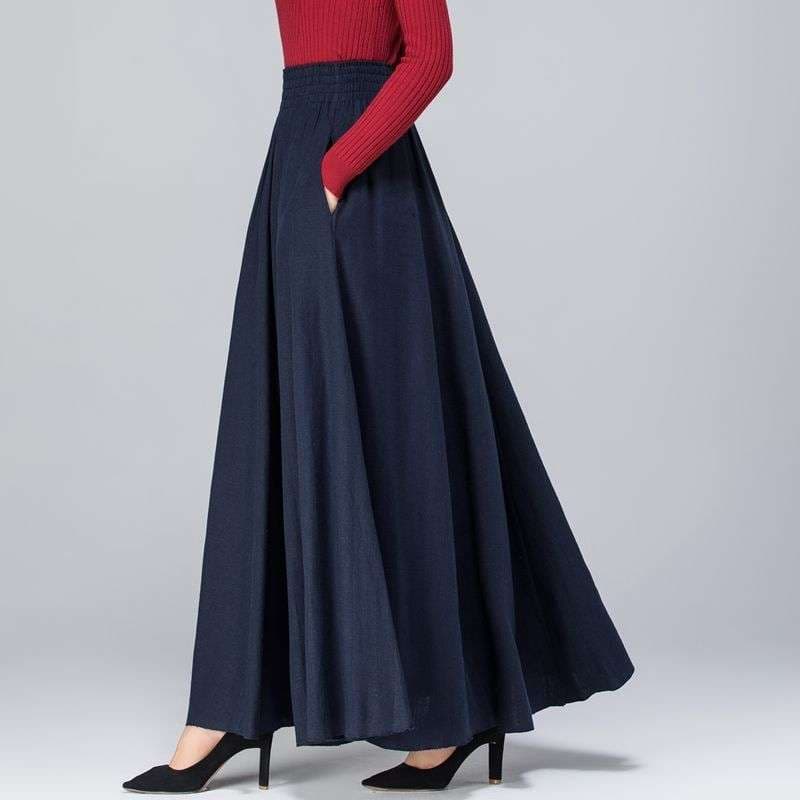 50代ファッション 大人の上品ロングフレアスカート
