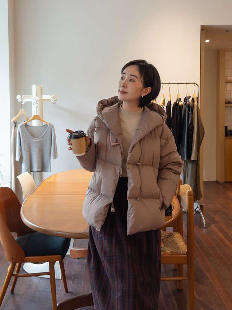 50代ファッション 中綿入りショートダウンジャケット