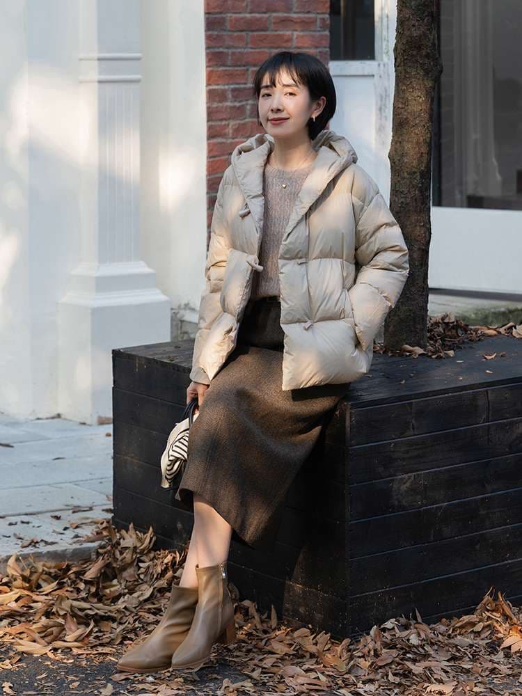 50代ファッション 中綿入りショートダウンジャケット