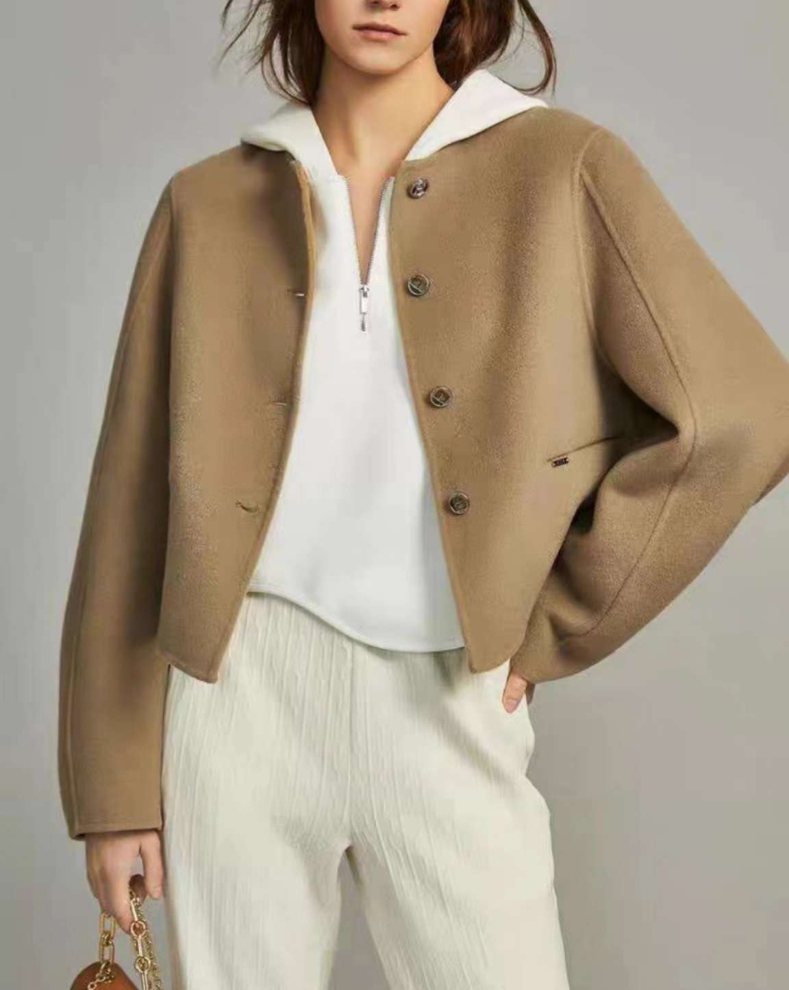 50代ファッション ゆったりボックスシルエットジャケット