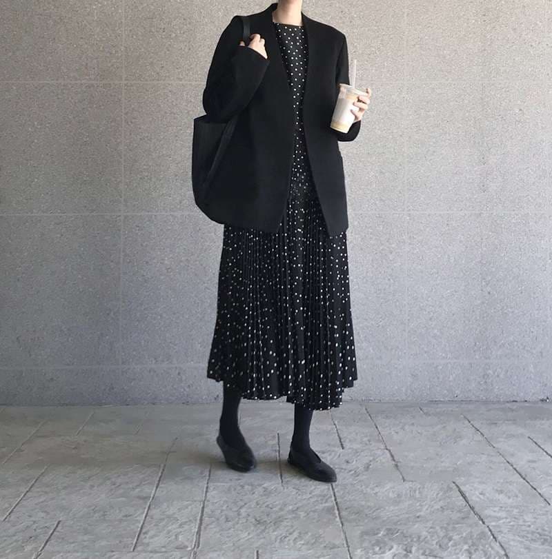 50代ファッション 大人の上品水玉ワンピース