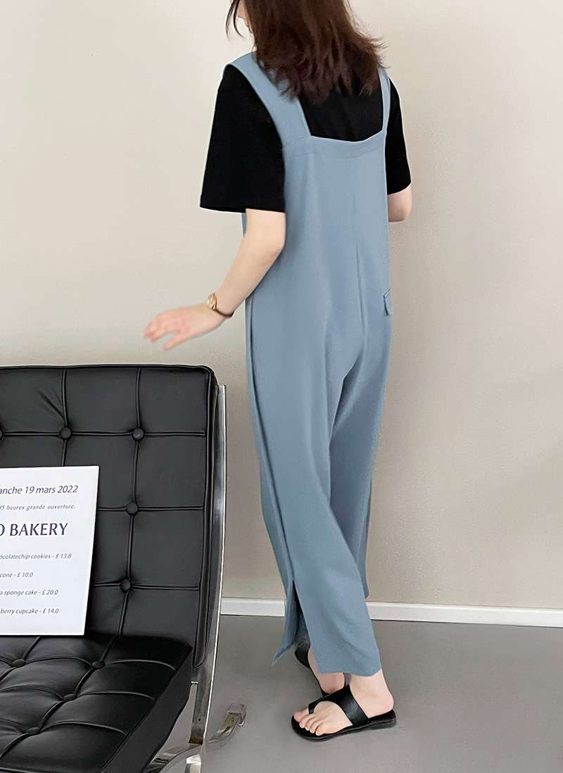 50代ファッション オーバーオール風ゆったりパンツサロペット