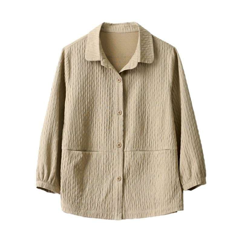 50代ファッション しわ加工デザインシャツジャケット