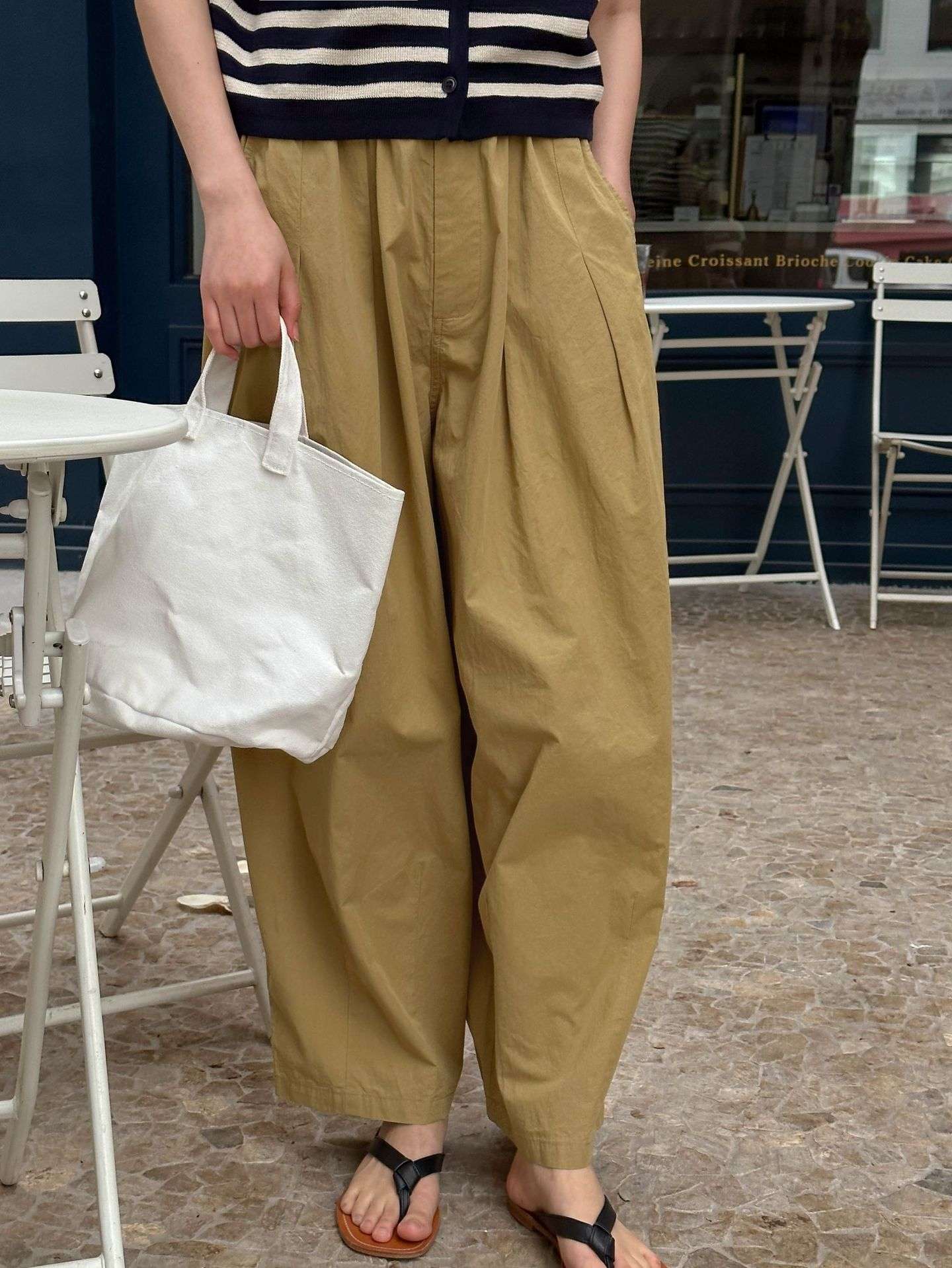 50代ファッション ゆったりワイドパンツ