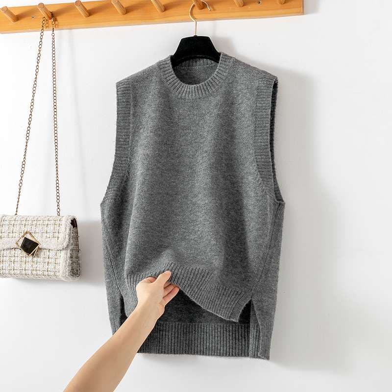 50代ファッション シンプル高品質ノースリーブセーター