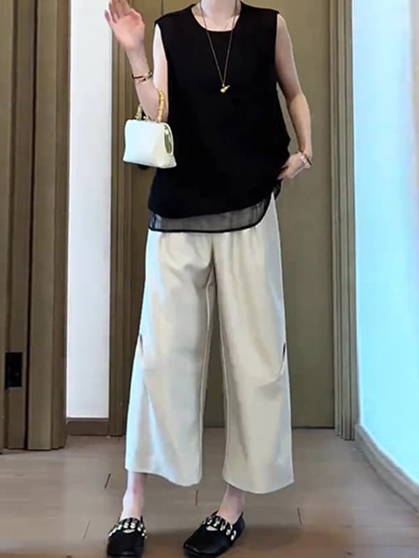 50代ファッション ゆったりワイドシルエットパンツ