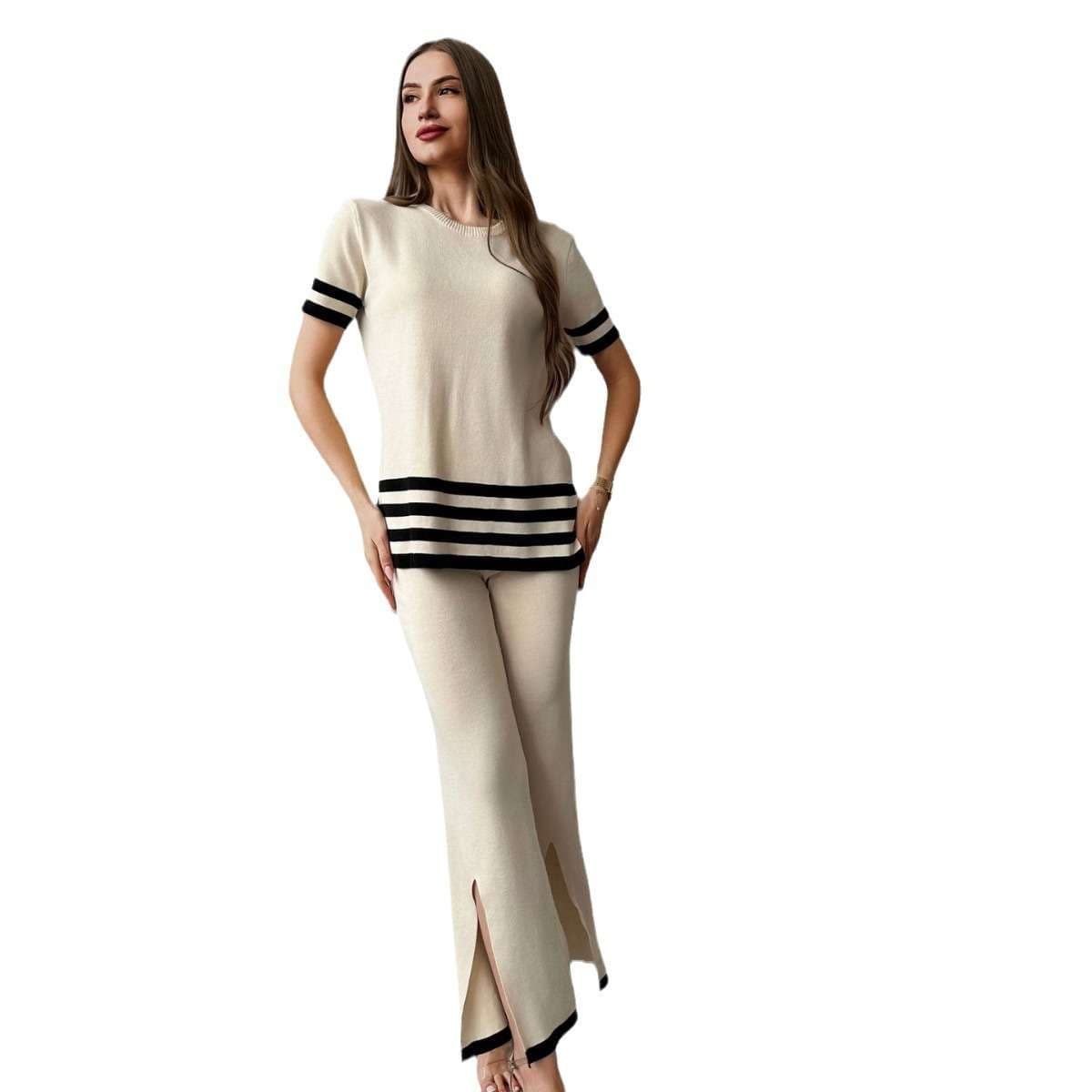 50代ファッション 大人のリラックスニットセットアップ