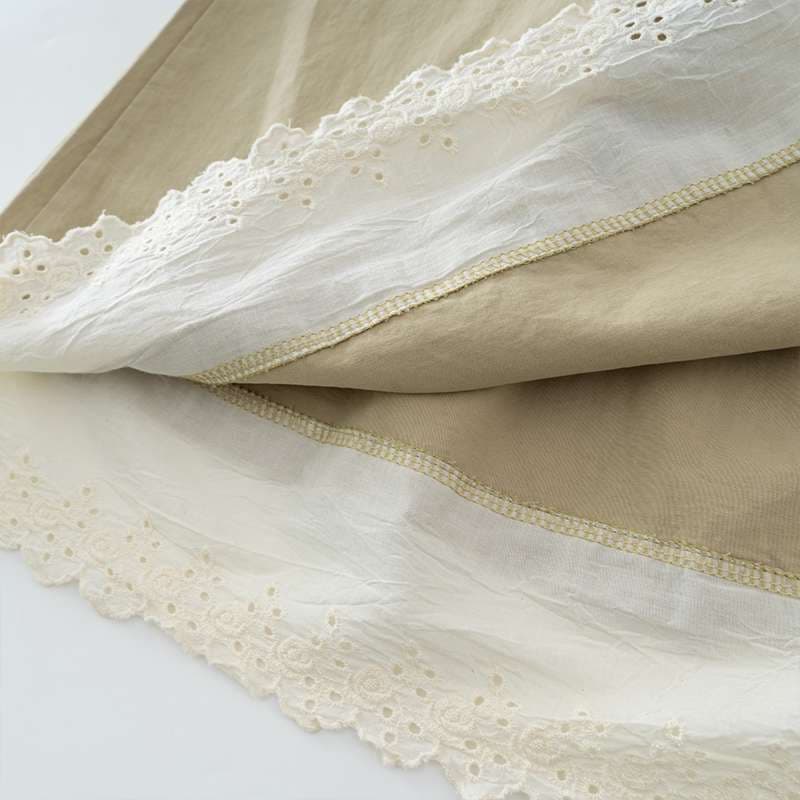 50代ファッション  レース裾飾りギャザーロングスカート