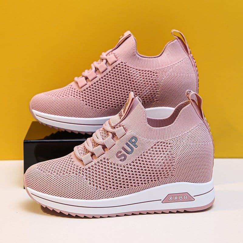 50代ファッション シューズ 軽やか快適 厚底メッシュスニーカー