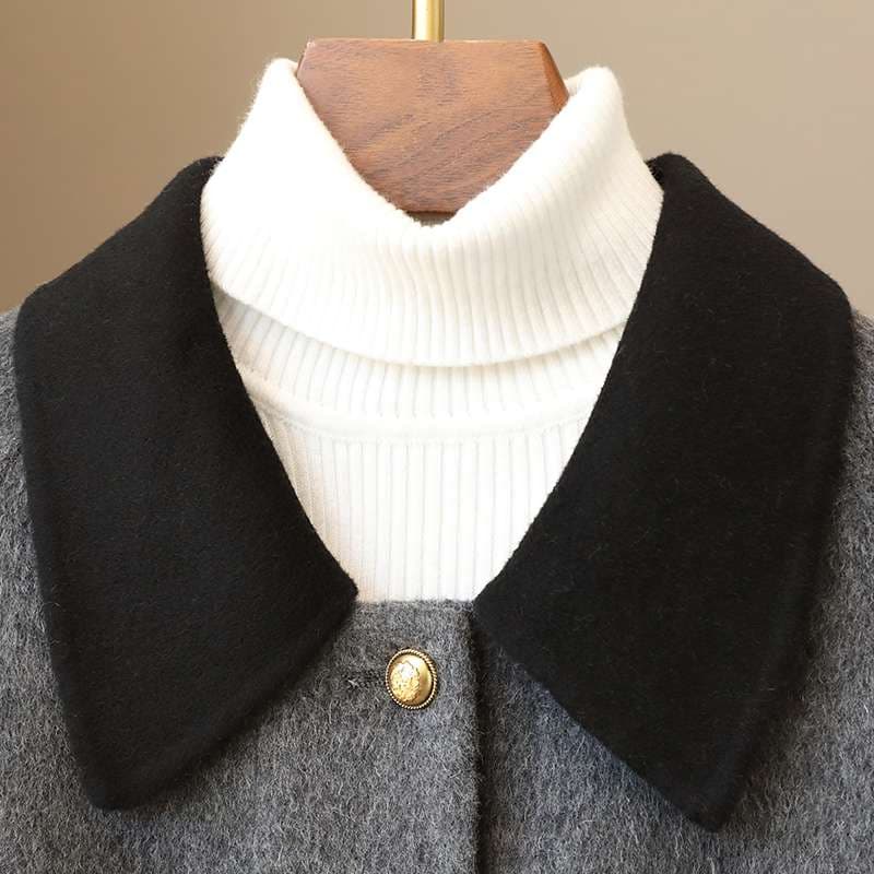 50代ファッション  エレガントな襟付きロングコート