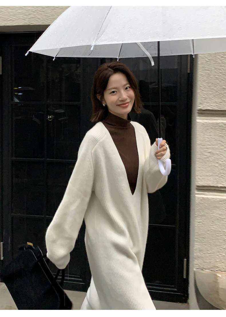 50代ファッション 上品ニットワンピース
