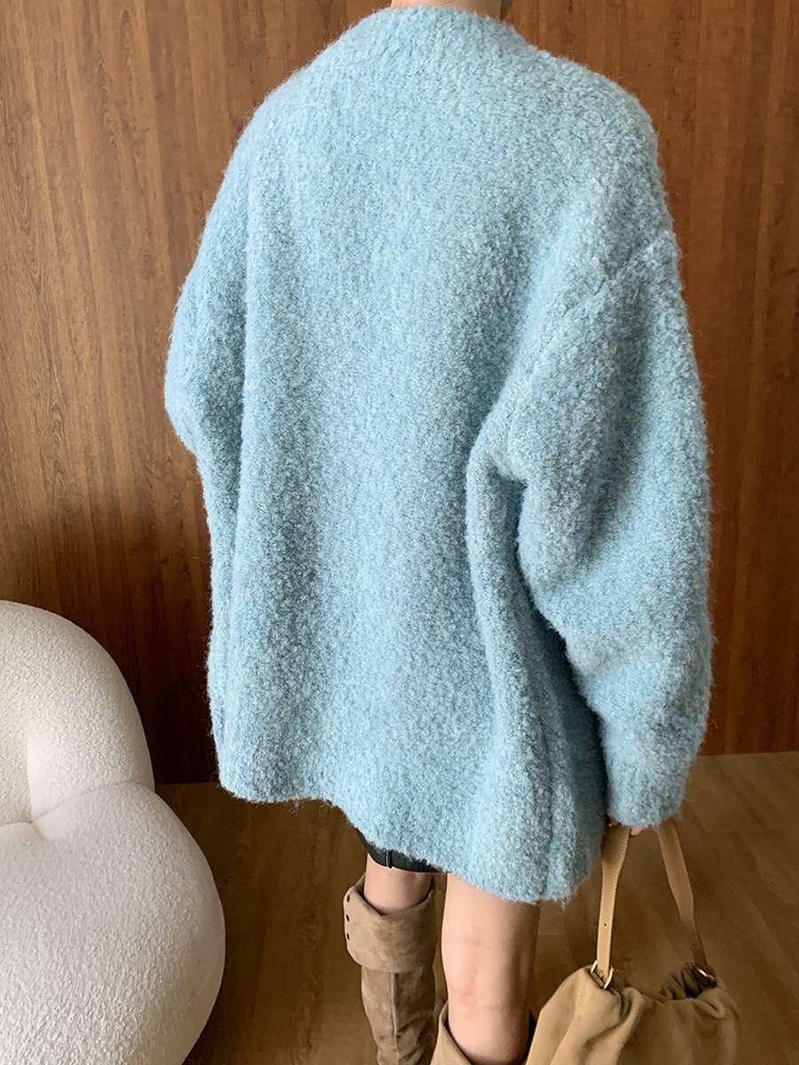 50代ファッション ふわもこゆったりカーディガン