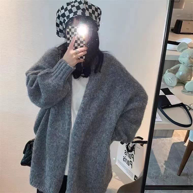 50代ファッション カーディガン ふんわり贅沢ゆったりカーディガン