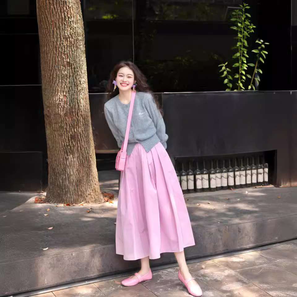 50代ファッション ウエストゴム入り ロングプリーツスカート