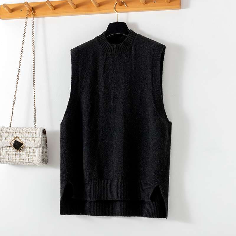 50代ファッション シンプル高品質ノースリーブセーター
