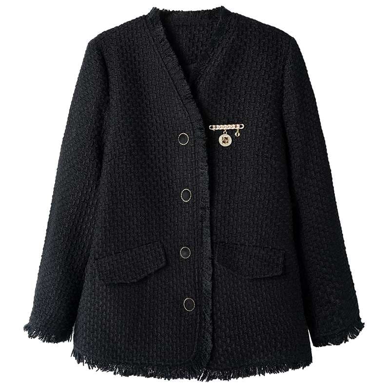 50代ファッション 上品シャネルツイードジャケット