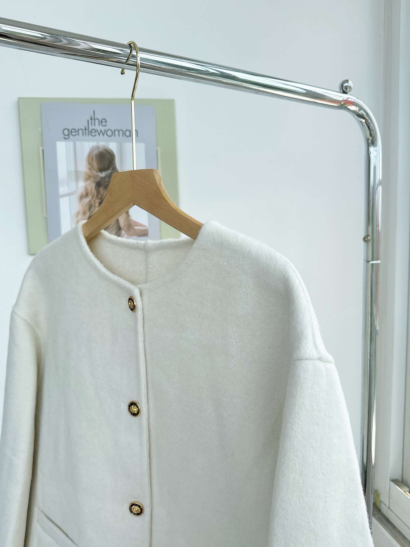 50代ファッションアウター クラシック短丈ウールジャケット