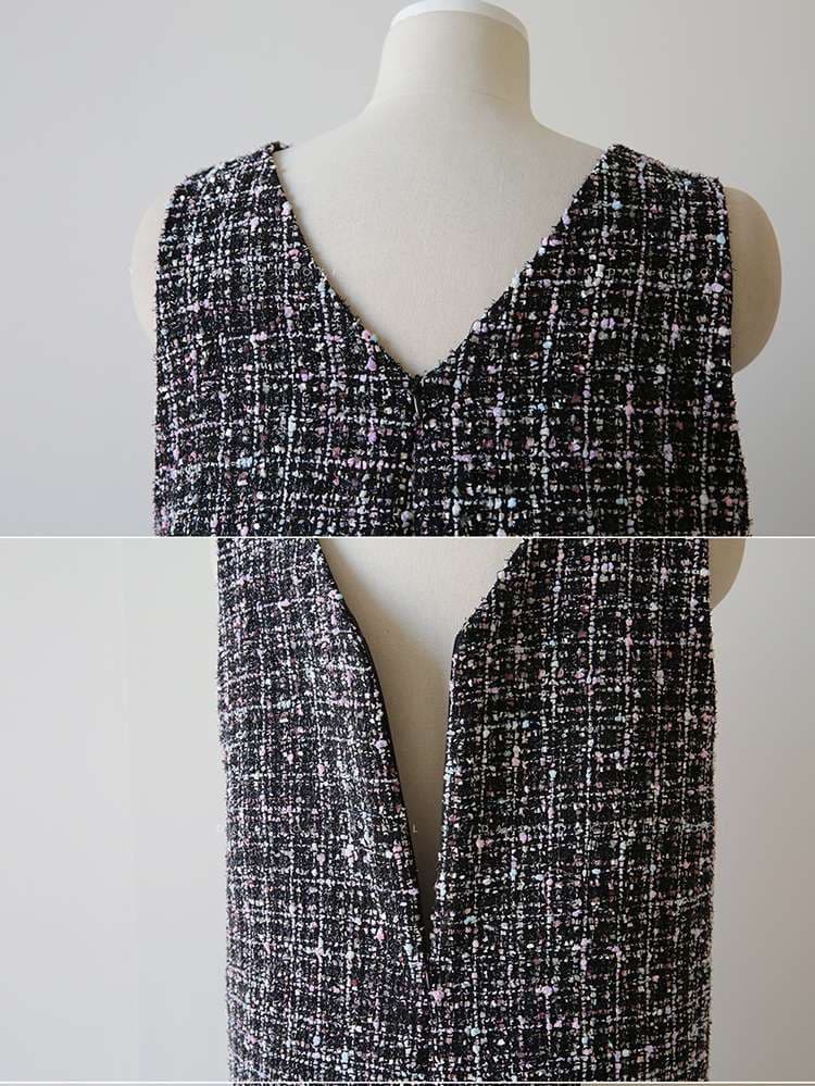 50代ファッション ツイード風ロングジャンパースカート