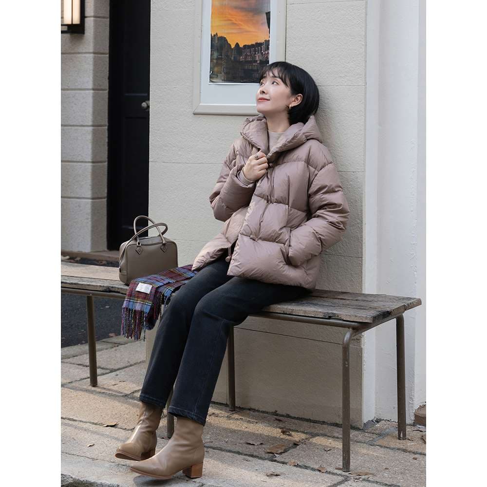 50代ファッション 中綿入りショートダウンジャケット