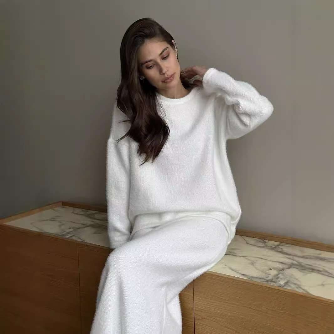 50代ファッション 秋冬レディース ニットセットアップ