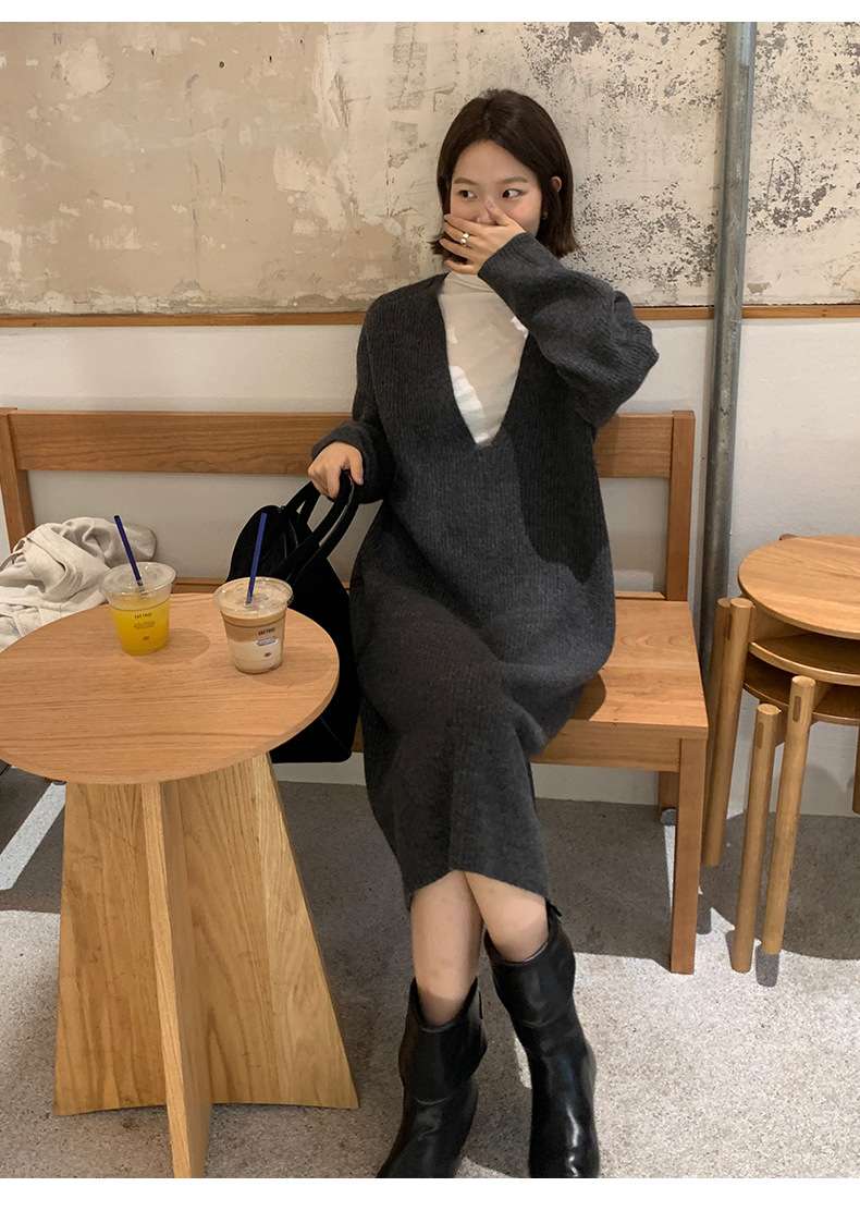 50代ファッション 上品ニットワンピース