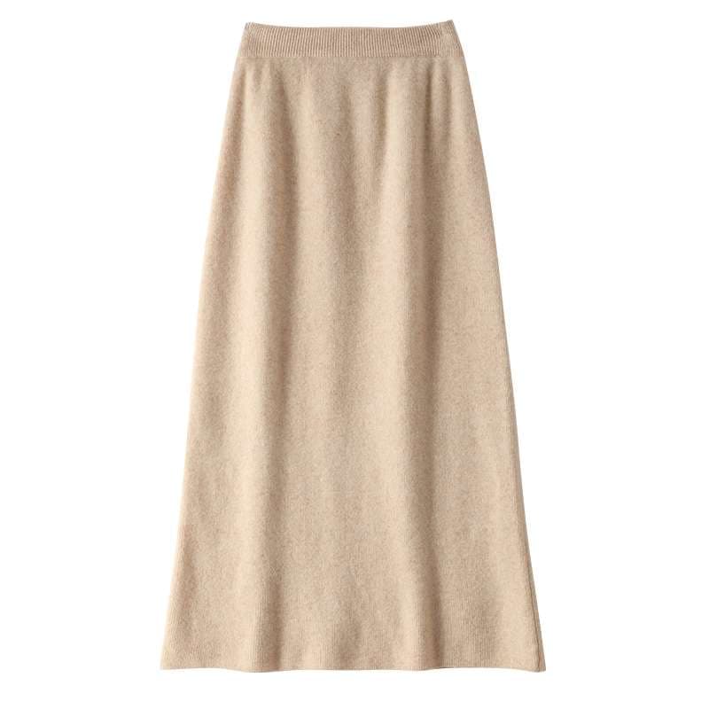 50代ファッション 【ウール100％】大人の上質ミモレ丈ニットスカート
