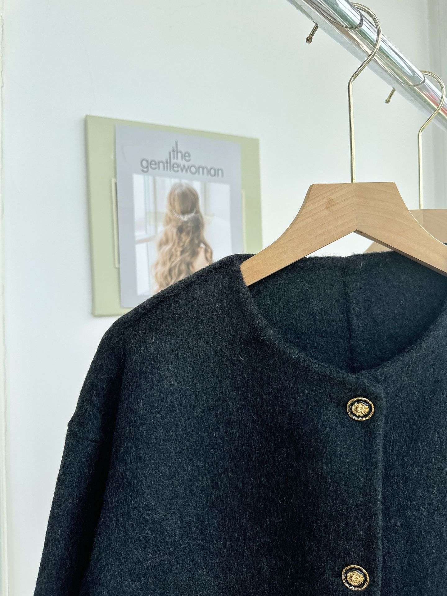 50代ファッションアウター クラシック短丈ウールジャケット