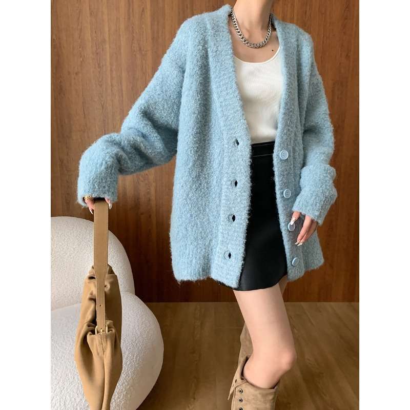 50代ファッション ふわもこゆったりカーディガン