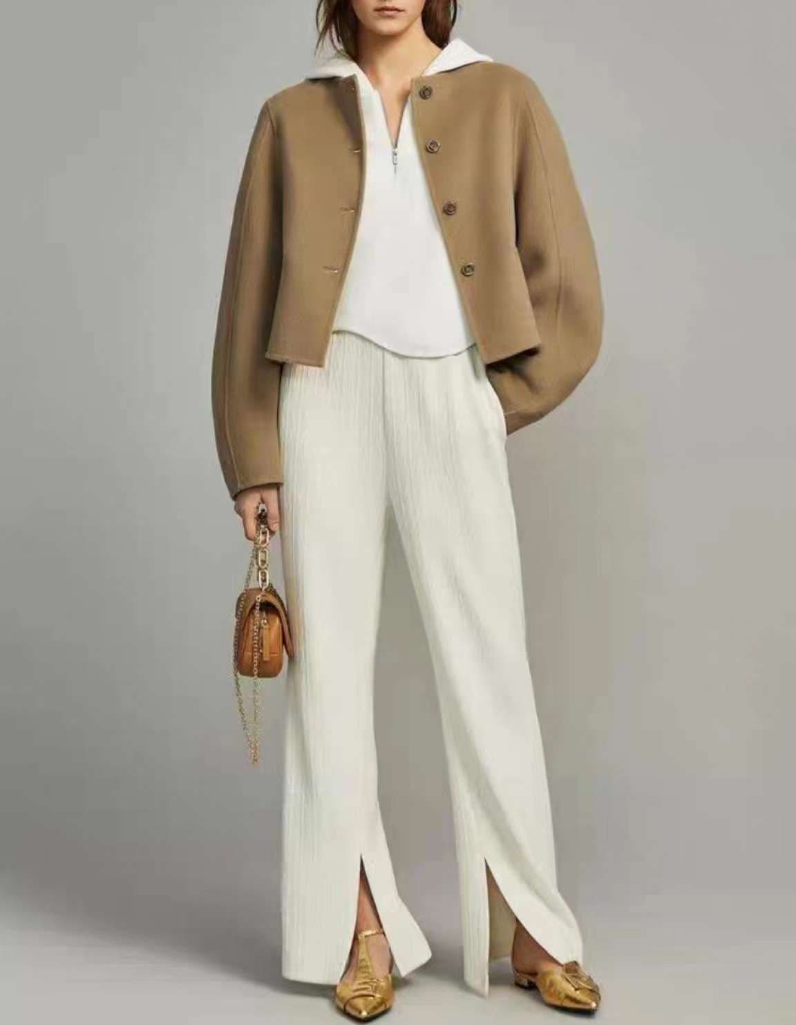 50代ファッション ゆったりボックスシルエットジャケット