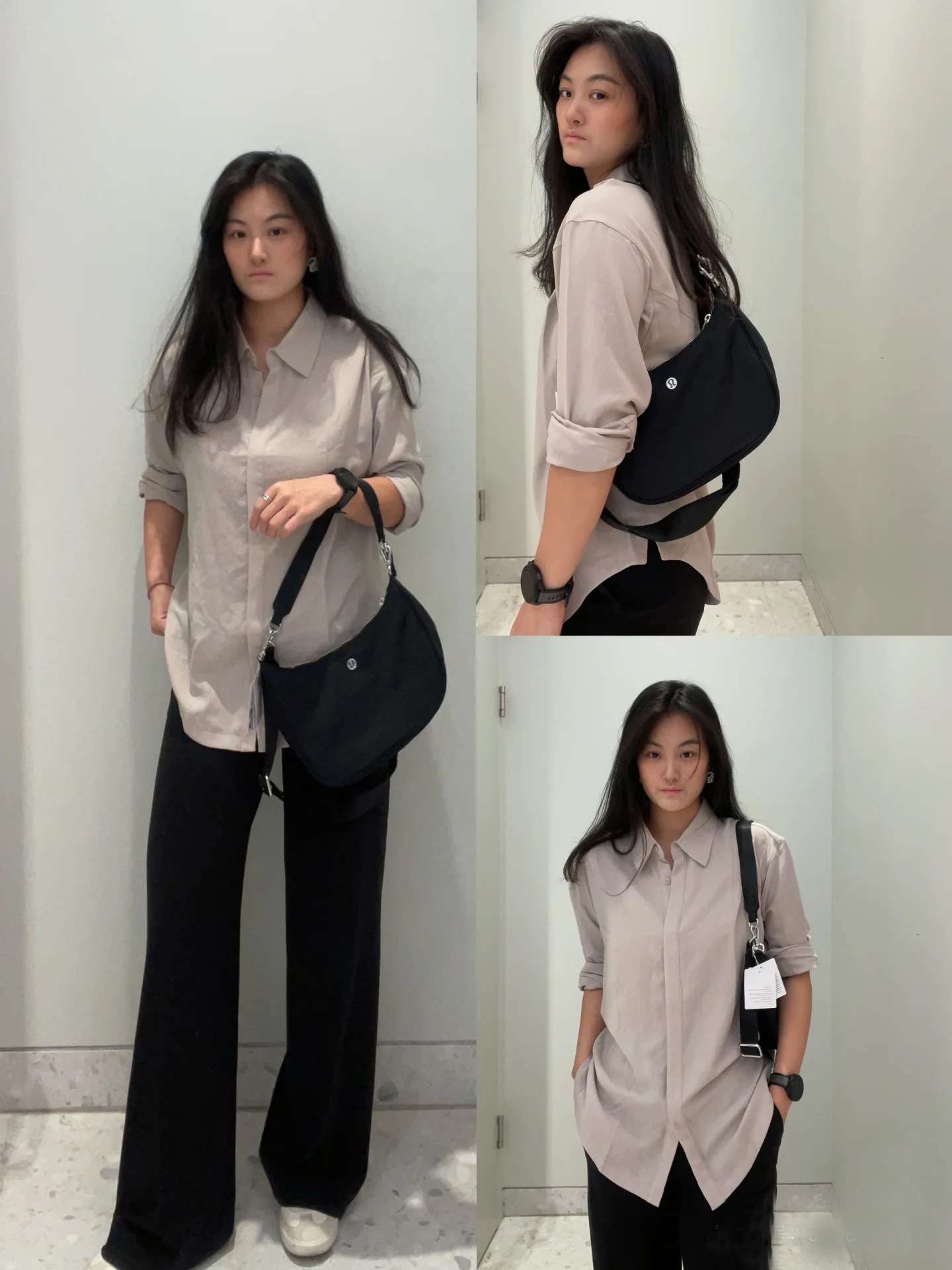50代ファッション シンプル洗練ショルダーバッグ