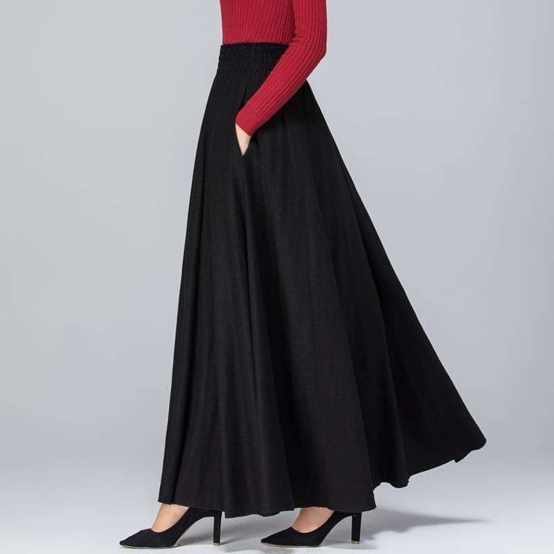 50代ファッション 大人の上品ロングフレアスカート