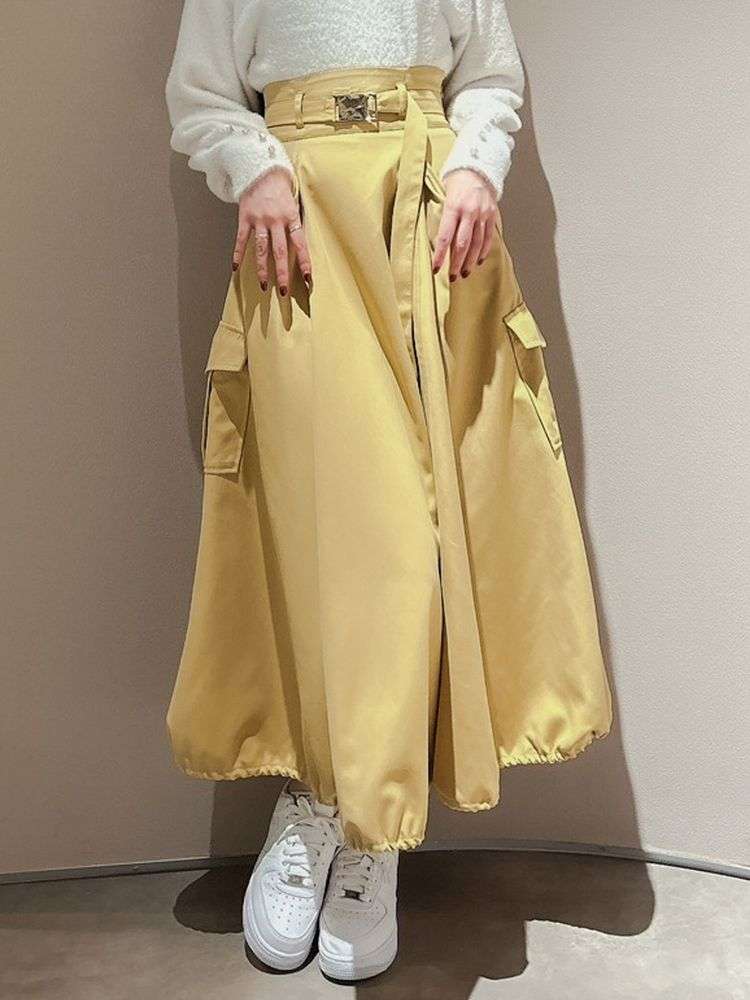50代ファッション バルーン裾ロングスカート