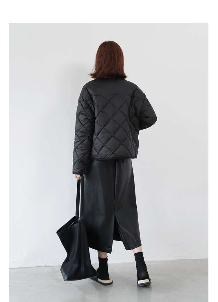 50代ファッション キルティングボアカラージャケット