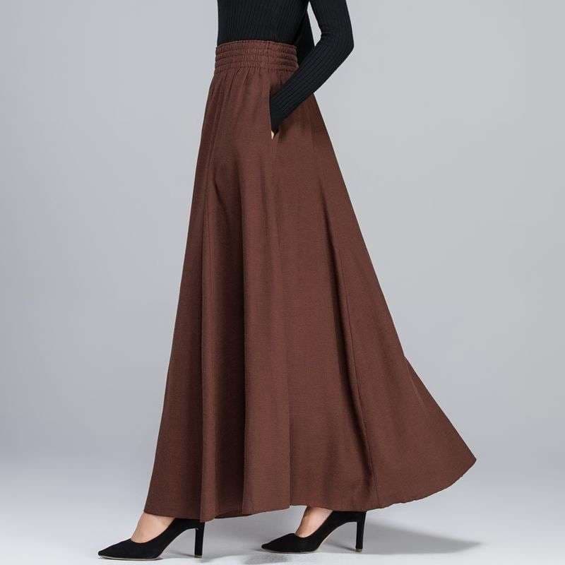 50代ファッション 大人の上品ロングフレアスカート